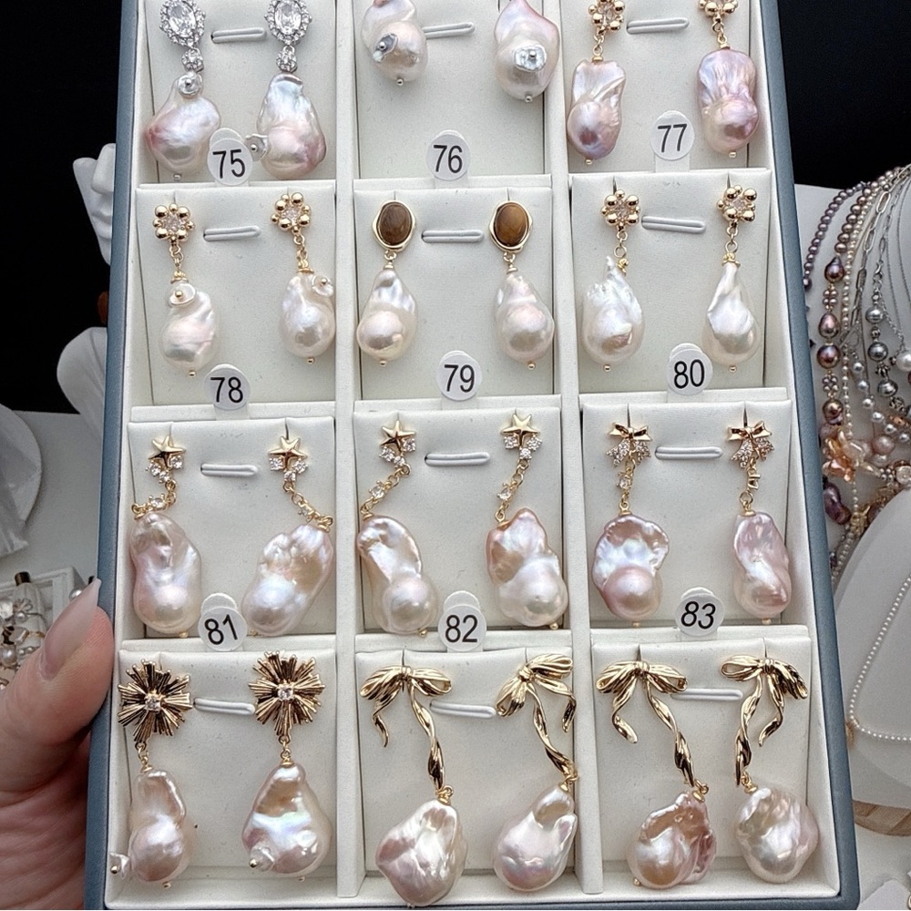 0315 New Unlisted Flame Ball Pearl Earrings - Picture 5 of 6